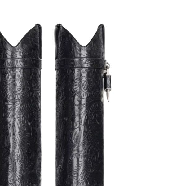 GIVENCHY SHARK LOCK COWBOY ANKLE BOOTS IN LEATHER WITH WESTERN PATTERN