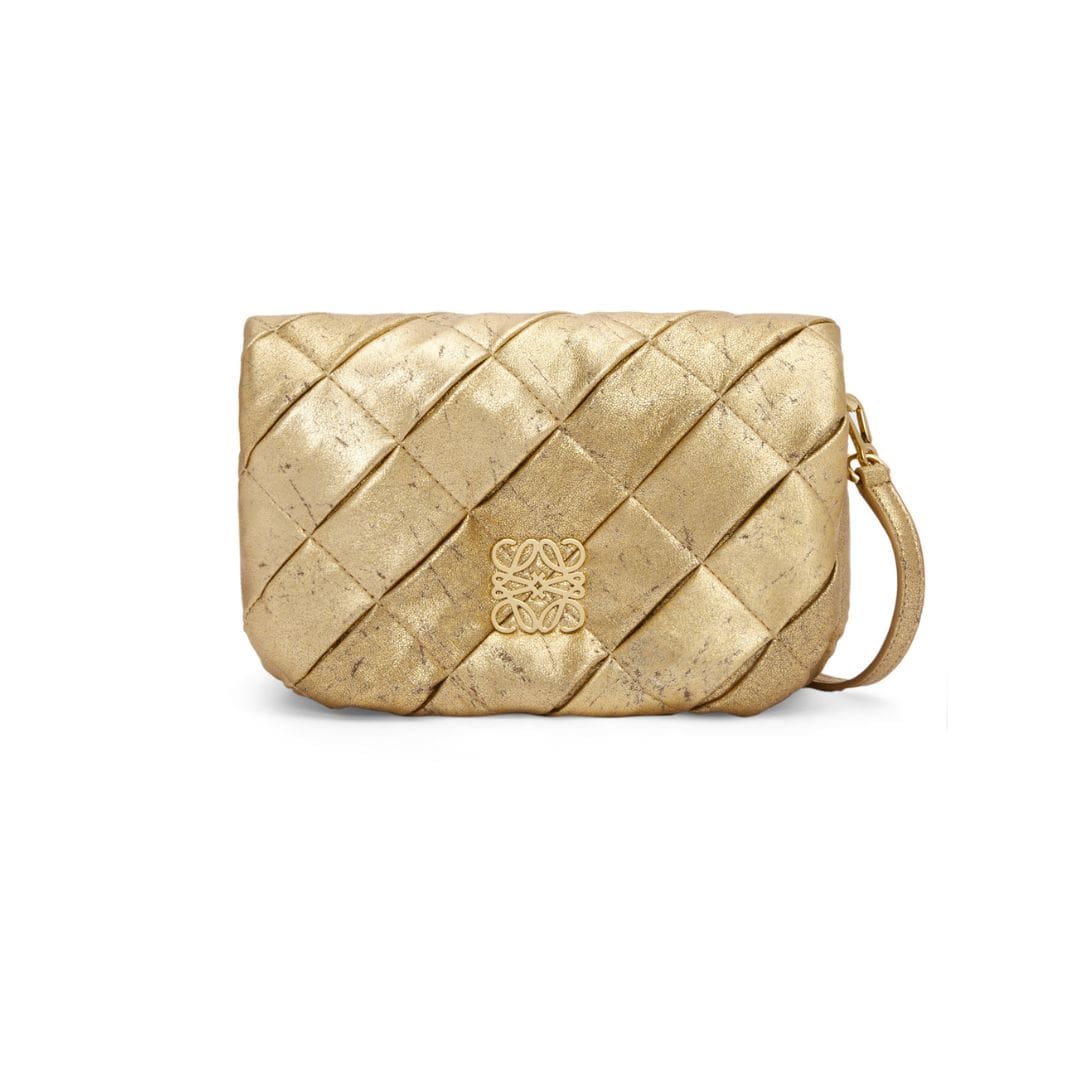 LOEWE GOYA PUFFER MINI BAG IN PLEATED METALLIC LEATHER 1 LOEWE GOYA PUFFER MINI BAG IN PLEATED METALLIC LEATHER