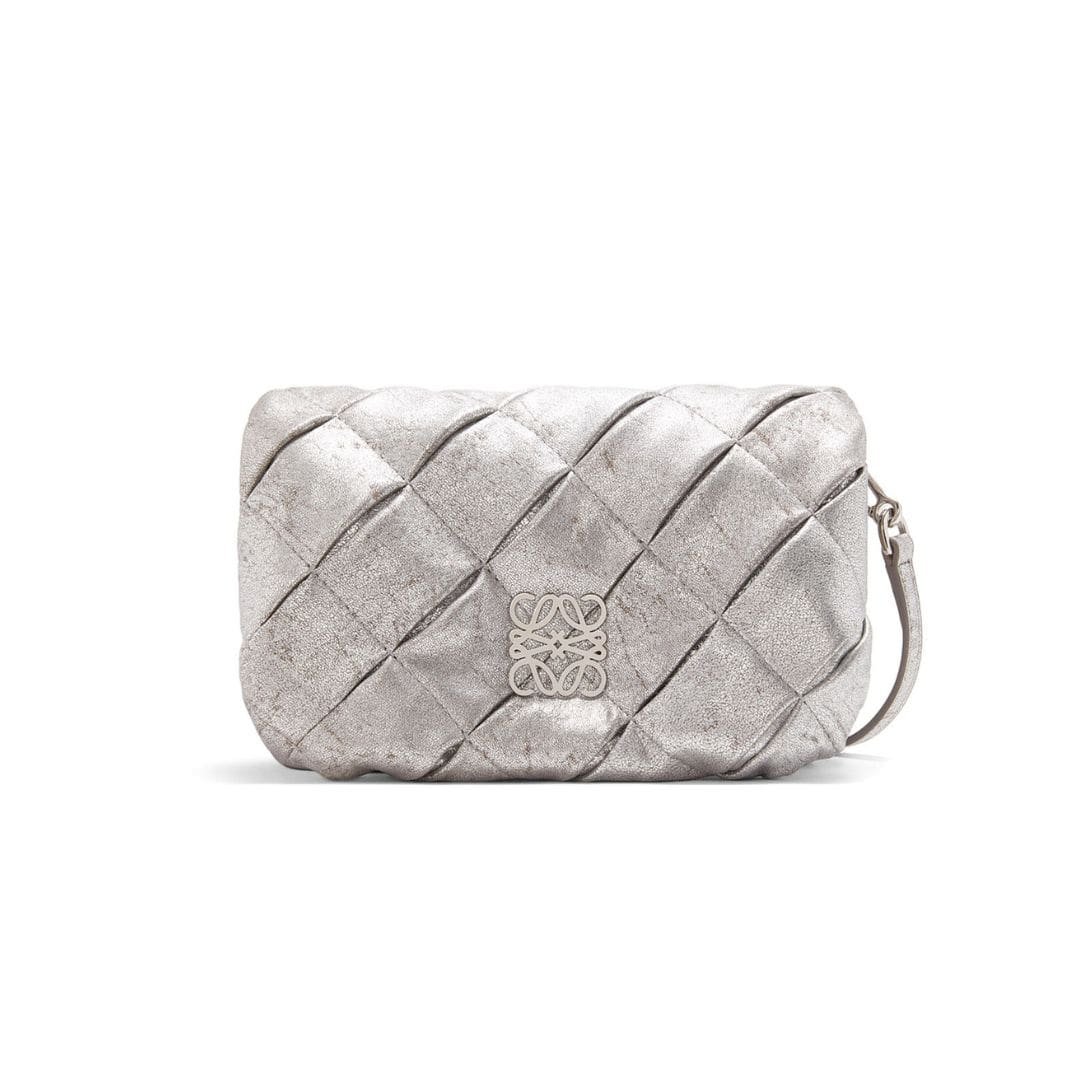 LOEWE GOYA PUFFER MINI BAG IN PLEATED METALLIC LEATHER 1 LOEWE GOYA PUFFER MINI BAG IN PLEATED METALLIC LEATHER