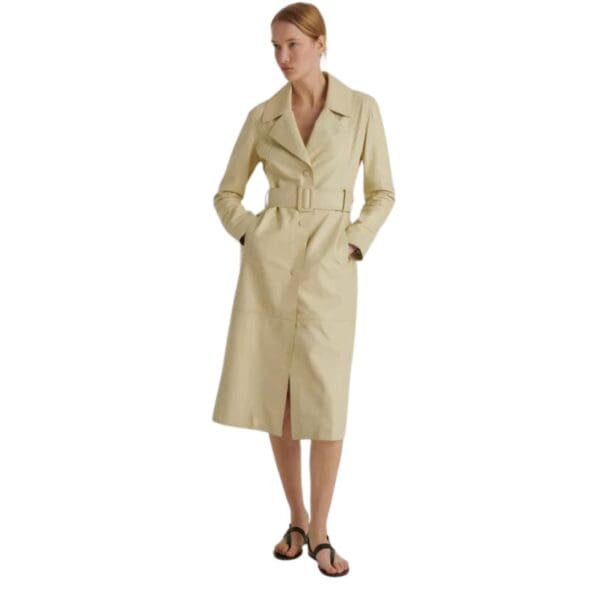 YVES SALOMON LONG LEATHER TRENCH COAT