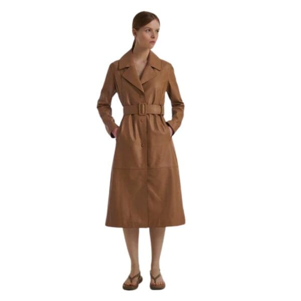 YVES SALOMON LONG LEATHER TRENCH COAT