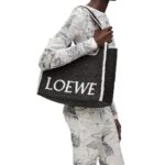LOEWE FONT TOTE LARGE BAG IN RAFFIA