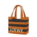 LOEWE FONT TOTE BAG IN RAFFIA