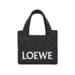 LOEWE FONT TOTE MINI BAG IN RAFFIA