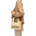 LOEWE FONT TOTE SMALL BAG IN RAFFIA
