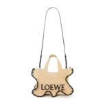 LOEWE FONT TOTE SMALL BAG IN RAFFIA