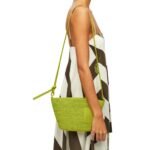 LOEWE MINI SLIT CLUTCH BAG IN RAFFIA AND CALFSKIN