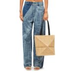 LOEWE PUZZLE FOLD TOTE BAG IN RAFFIA