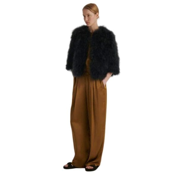 YVES SALOMON CROPPED FEATHER JACKET