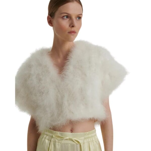 YVES SALOMON CROPPED FEATHER BOLERO