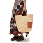 LOEWE LARGE SLIT BAG IN RAFFIA AND CALFSKIN