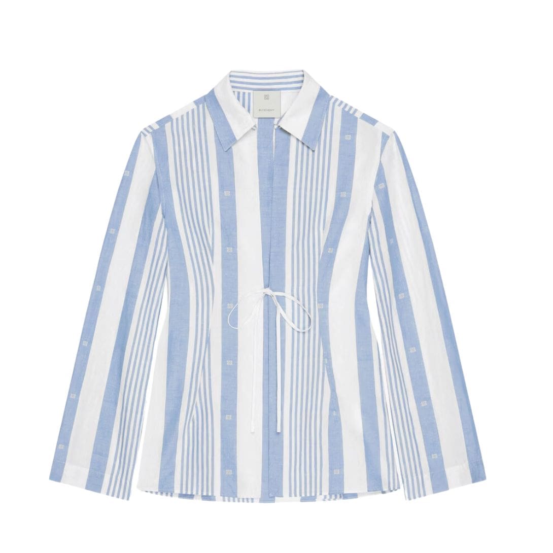 GIVENCHY SHIRT IN COTTON AND LINEN WITH 4G STRIPES