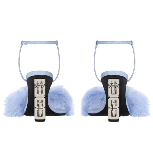 GIVENCHY G CUBE SANDALS IN LEATHER WITH FEATHERS