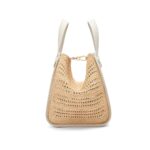 LOEWE HAMMOCK COMPACT BAG IN RAFFIA AND CALFSKIN
