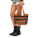 LOEWE FONT TOTE BAG IN RAFFIA