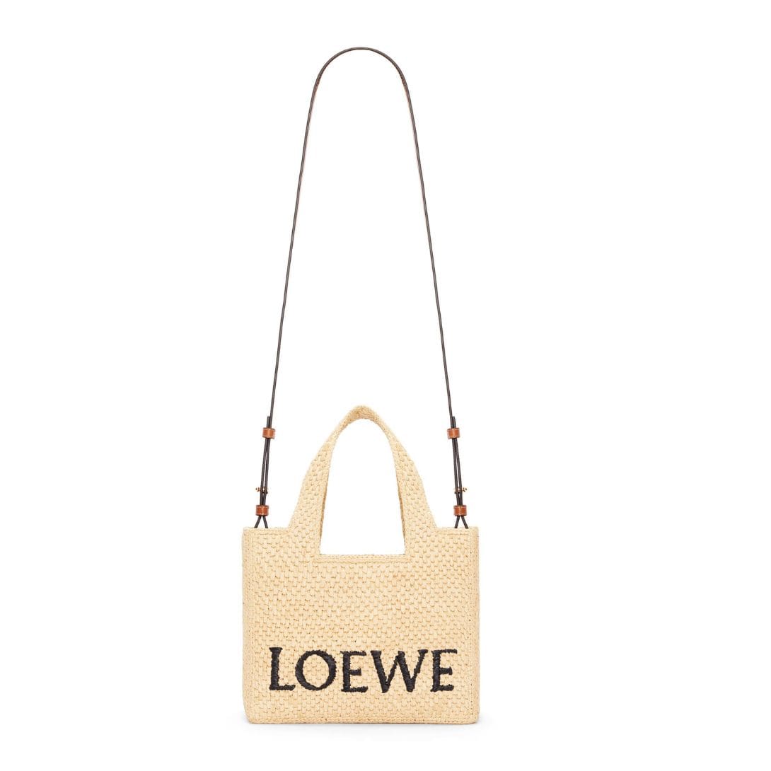 LOEWE FONT TOTE SMALL BAG IN RAFFIA