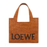 LOEWE FONT TOTE SMALL BAG IN RAFFIA