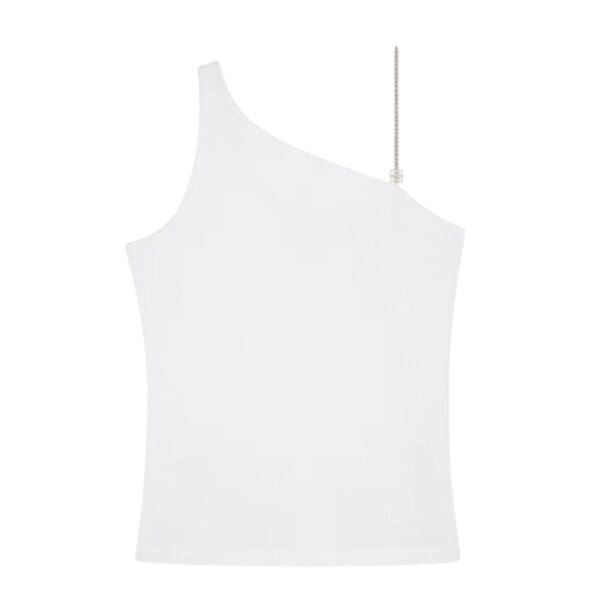 GIVENCHY ASYMMETRIC TOP IN COTTON WITH CHAIN DETAIL