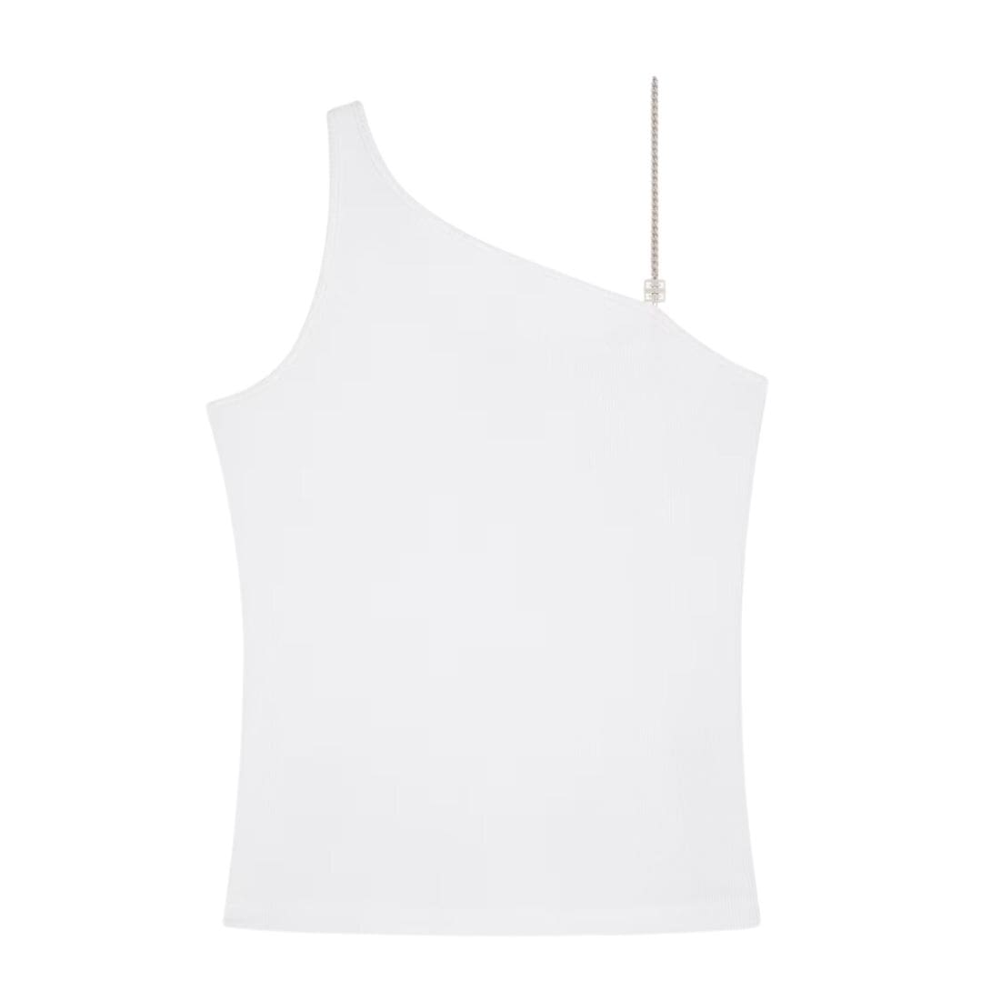 GIVENCHY ASYMMETRIC TOP IN COTTON WITH CHAIN DETAIL