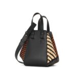 LOEWE HAMMOCK COMPACT BAG IN RAFFIA AND CALFSKIN