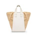 LOEWE HAMMOCK COMPACT BAG IN RAFFIA AND CALFSKIN