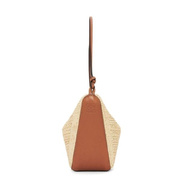 LOEWE MINI HOBO HAMMOCK BAG IN RAFFIA AND CALFSKIN
