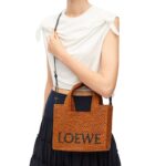 LOEWE FONT TOTE SMALL BAG IN RAFFIA