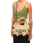 LOEWE FONT TOTE SMALL BAG IN RAFFIA