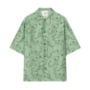 NANUSHKA CASPIAN DRAPED TWILL SILK SHIRT GREEN