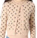 MARINE SERRE MOON JACQUARD KNIT FITTED CARDIGAN