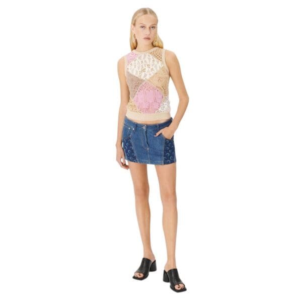 MARINE SERRE REGENERATED CROCHET SLEEVELESS PULLOVER