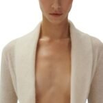MAGDA BUTRYM BOUCLE KNIT COWL NECK DRESS IN CREAM