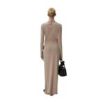 MAGDA BUTRYM HIGH NECK KNIT MAXI DRESS IN BEIGE