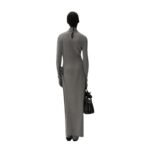 MAGDA BUTRYM HIGH NECK KNIT MAXI DRESS IN GRAY