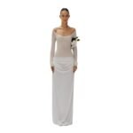 MAGDA BUTRYM OFF SHOULDER LONG SLEEVE KNIT TOP IN CREAM