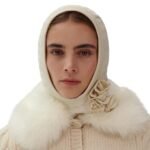 MAGDA BUTRYM FAUX FUR TRIM CABLE KNIT CARDIGAN IN CREAM