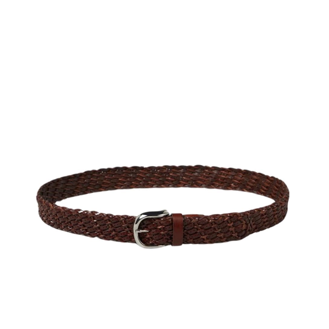 BRUNELLO CUCINELLI BRAIDED PUNCHED CALFSKIN BELTS