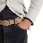 BRUNELLO CUCINELLI REVERSED LEATHER BELT WITH SQUARE BUCKLE AND TIP