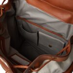 BRUNELLO CUCINELLI COTTON AND LINEN CAVALRY AND CALFSKIN CITY BACKPACK