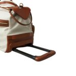 BRUNELLO CUCINELLI COTTON AND LINEN CAVALRY AND CALFSKIN TROLLEY BAG