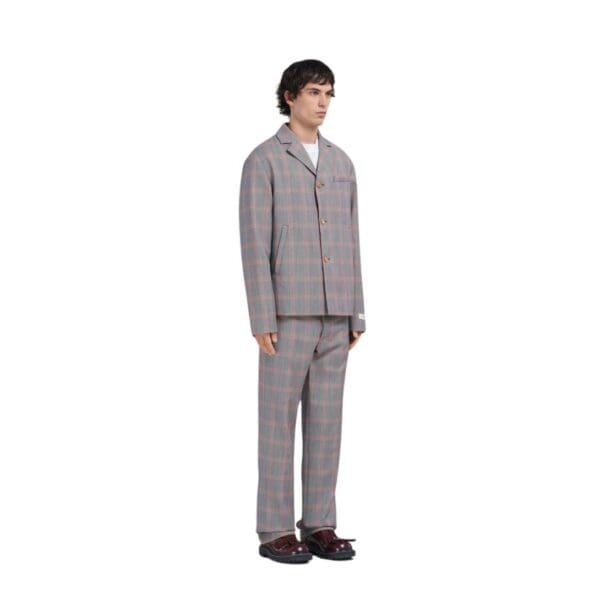 MARNI ORANGE CHECKED TECH WOOL BLAZER