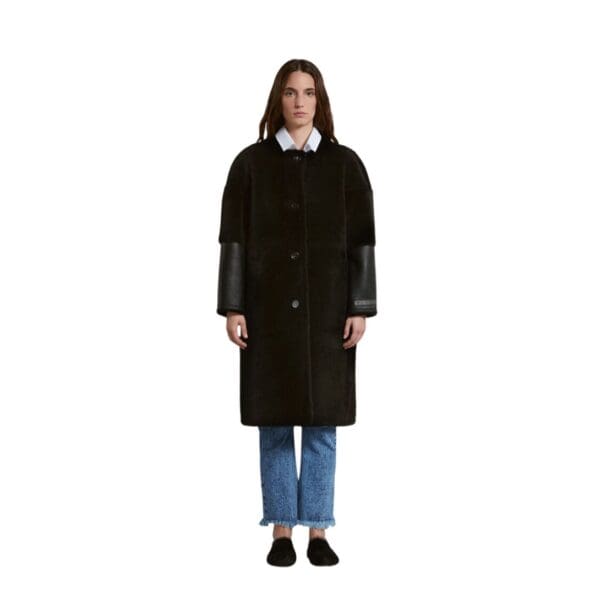 MARNI BLACK REVERSIBLE SHEARLING COAT