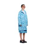 MARNI LIGHT BLUE GATHERED TAFFETA PARKA WITH REVERIE PRINT