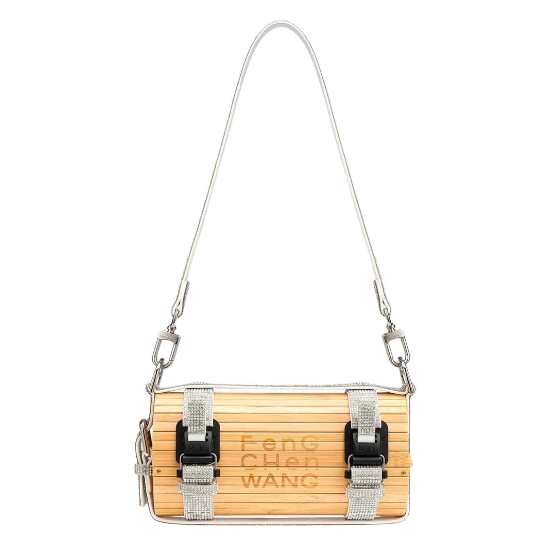 FENG CHEN WANG LOGO STRAP BAMBOO BAG 1 FENG CHEN WANG CRYSTAL STRAP BIG BAMBOO BAG