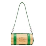 FENG CHEN WANG GREEN LOGO STRAP BAMBOO BAG