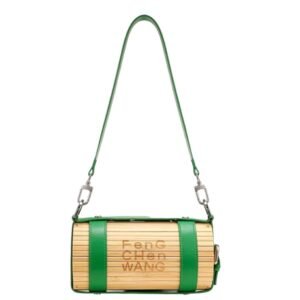 FENG CHEN WANG GREEN LOGO STRAP BAMBOO BAG