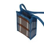 MARNI BLUE AND BROWN JACQUARD CHECK MINI SHOULDER BAG