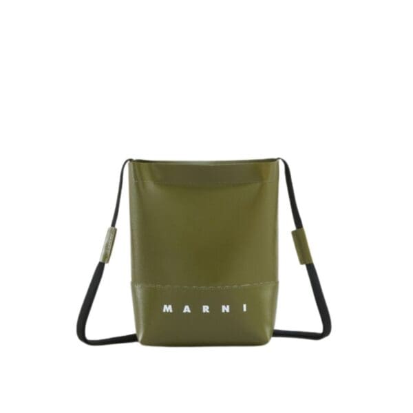 MARNI GREEN CROSSBODY BAG WITH SHOELACE STRAP