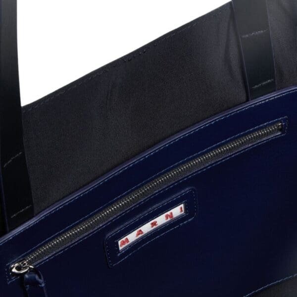 MARNI MUSEO SOFT BAG IN BLUE AND BLACK LEATHER