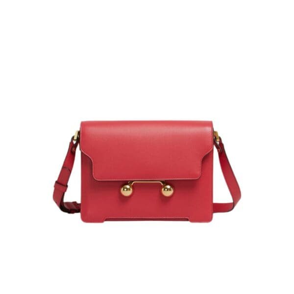 MARNI RED LEATHER TRUNKAROO MEDIUM SHOULDER BAG